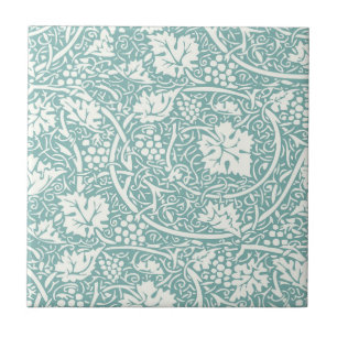 William Morris Grape Pattern Teal Turquoise Ceramic Tile