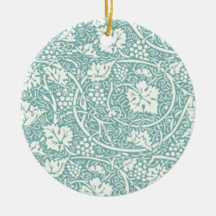 William Morris Grape Pattern Teal Turquoise Ceramic Tree Decoration
