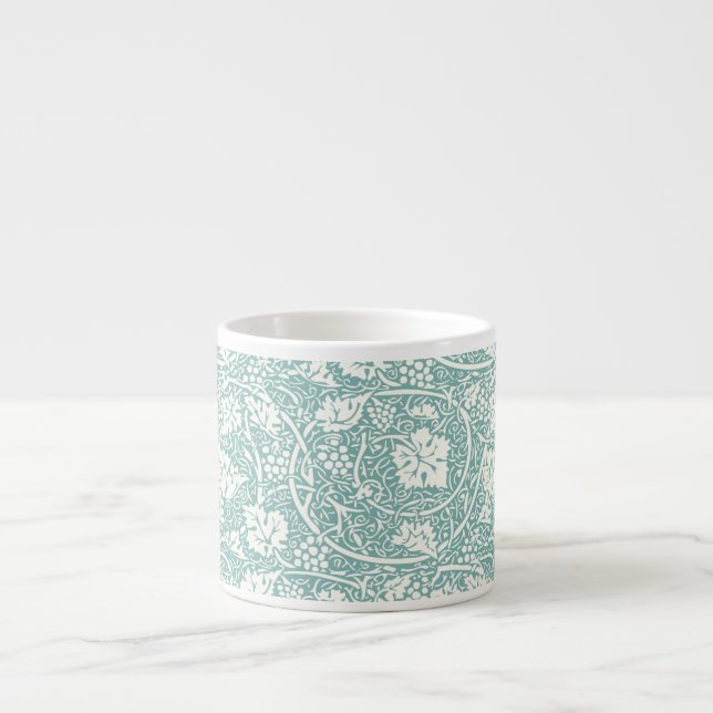 William Morris Grape Pattern Teal Turquoise Espresso Cup (Front)