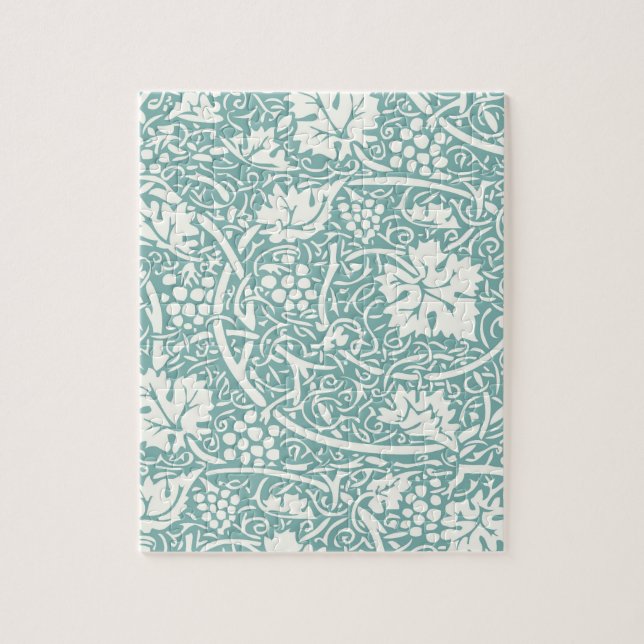 William Morris Grape Pattern Teal Turquoise Jigsaw Puzzle (Vertical)
