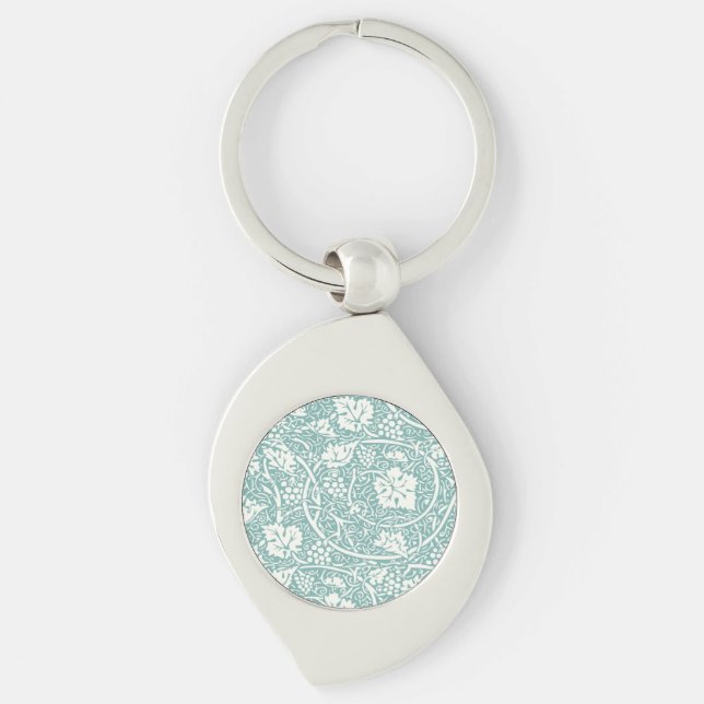 William Morris Grape Pattern Teal Turquoise Key Ring (Front)