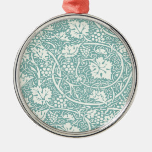 William Morris Grape Pattern Teal Turquoise Metal Ornament