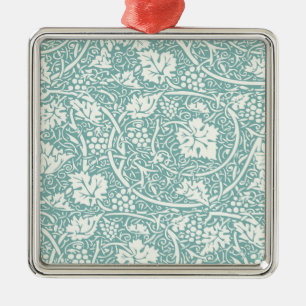 William Morris Grape Pattern Teal Turquoise Metal Tree Decoration