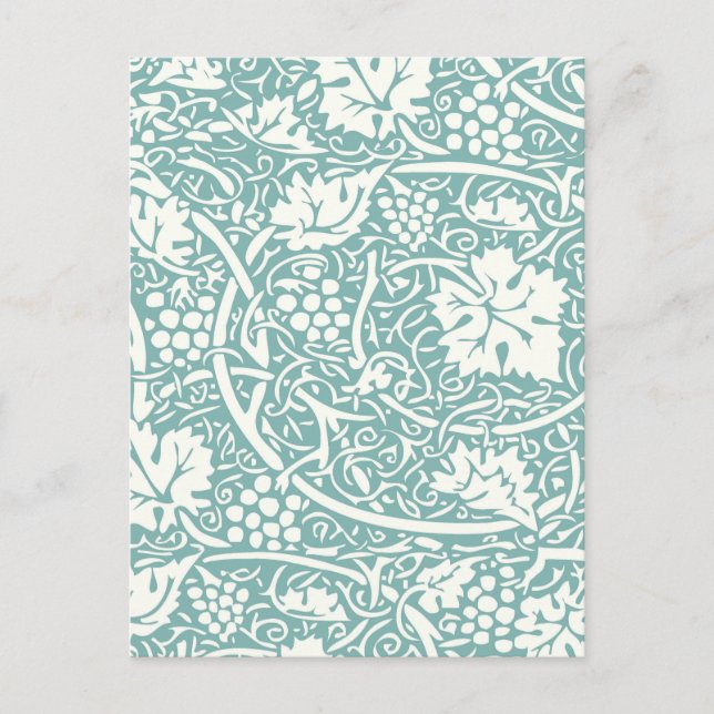 William Morris Grape Pattern Teal Turquoise Postcard (Front)