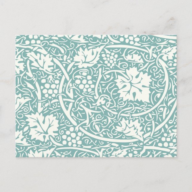 William Morris Grape Pattern Teal Turquoise Postcard (Front)