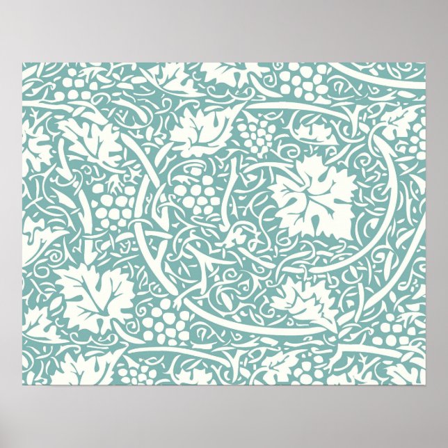 William Morris Grape Pattern Teal Turquoise Poster (Front)