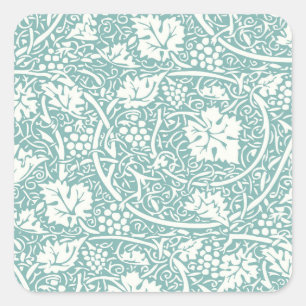 William Morris Grape Pattern Teal Turquoise Square Sticker