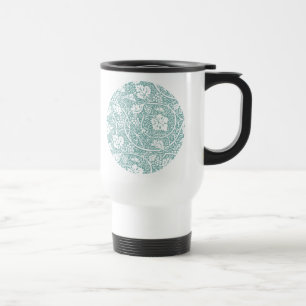 William Morris Grape Pattern Teal Turquoise Travel Mug