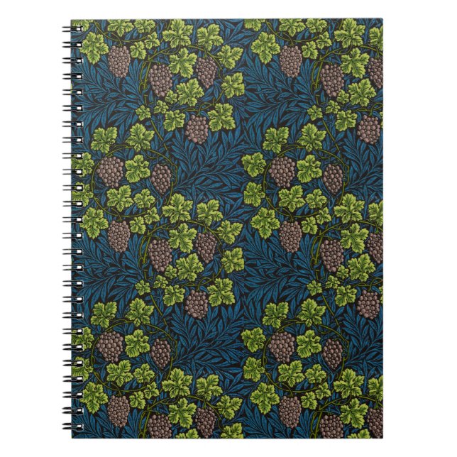 William Morris Grape & Vine Red Green Blue Notebook (Front)