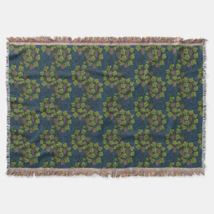 William Morris Grape & Vine Red Green Blue Throw Blanket