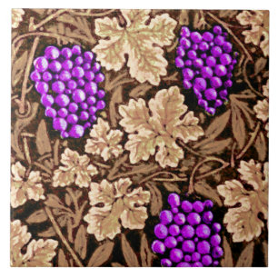 William Morris Grapevine, Brown and Purple Ceramic Tile