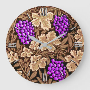 William Morris Grapevine, Brown and Purple Large Clock