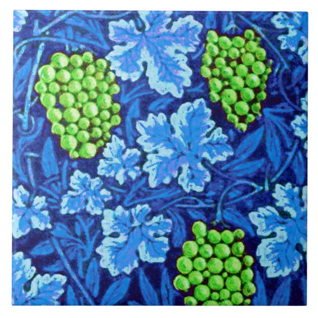 William Morris Grapevine, Cobalt Blue Ceramic Tile (Front)