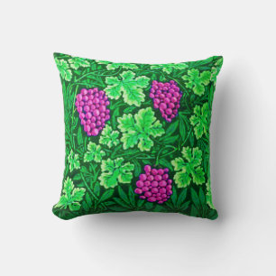 William Morris Grapevine, Magenta and Green Cushion