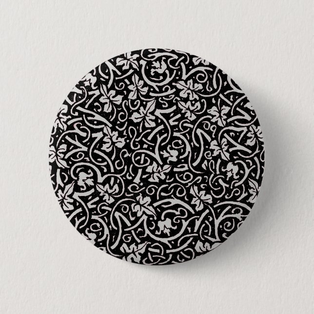 William Morris Grapevine Vine Leaf Pattern 6 Cm Round Badge (Front)