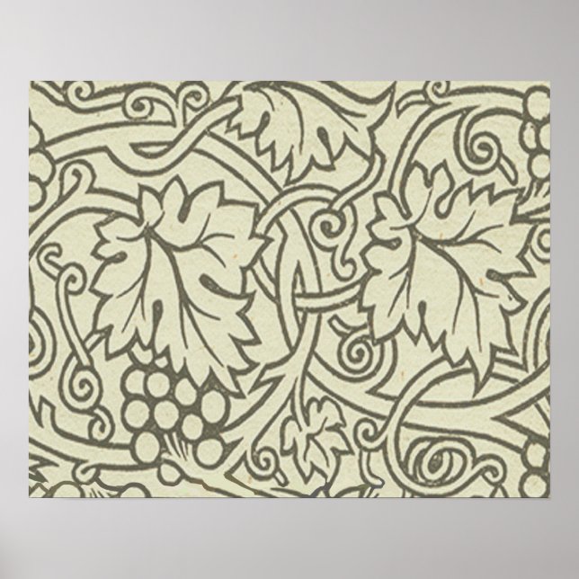 William Morris gray green Grape Vine Pattern Poster (Front)
