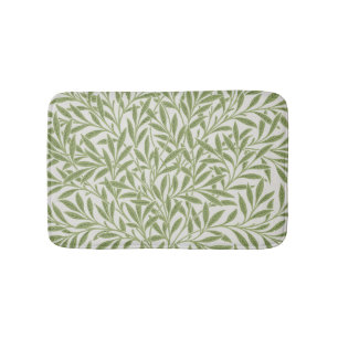 William Morris Green Floral Botanical Pattern Bath Mat