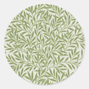 William Morris Green Floral Botanical Pattern Classic Round Sticker