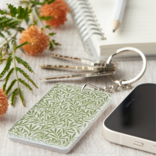 William Morris Green Floral Botanical Pattern Key Ring