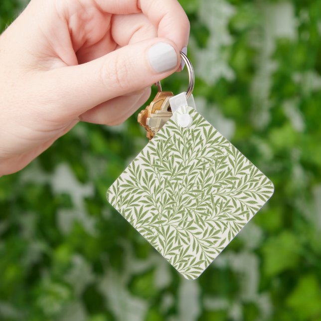 William Morris Green Floral Botanical Pattern Key Ring (Hand)