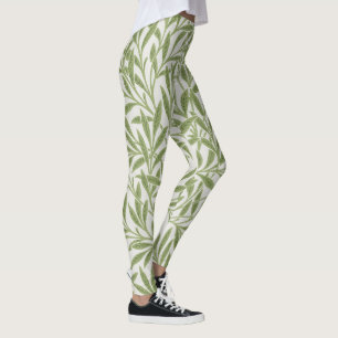 William Morris Green Floral Botanical Pattern Leggings