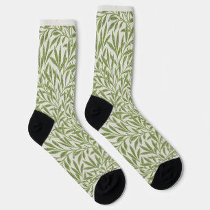 William Morris Green Floral Botanical Pattern Socks