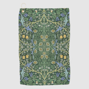 William Morris Green Floral Vintage White Daisies Golf Towel