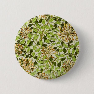 William Morris Green Honeysuckle Floral Wallpaper 6 Cm Round Badge