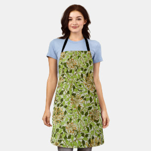 William Morris Green Honeysuckle Floral Wallpaper Apron
