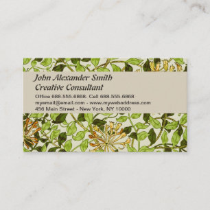 William Morris Green Honeysuckle Floral Wallpaper Business Card