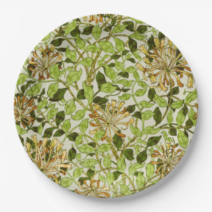 William Morris Green Honeysuckle Floral Wallpaper Paper Plate