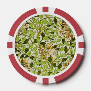 William Morris Green Honeysuckle Floral Wallpaper Poker Chips