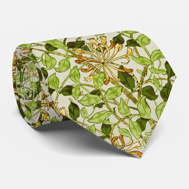 William Morris Green Honeysuckle Floral Wallpaper Tie (Rolled)