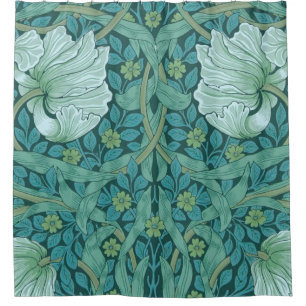 William Morris - Green Pimpernel Pattern Shower Curtain