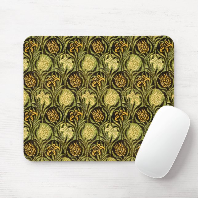 William Morris Green Tulip Lily Wallpaper Mouse Pad (With Mouse)