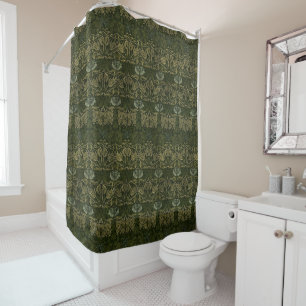 William Morris: Green Tulip & Rose Shower Curtain