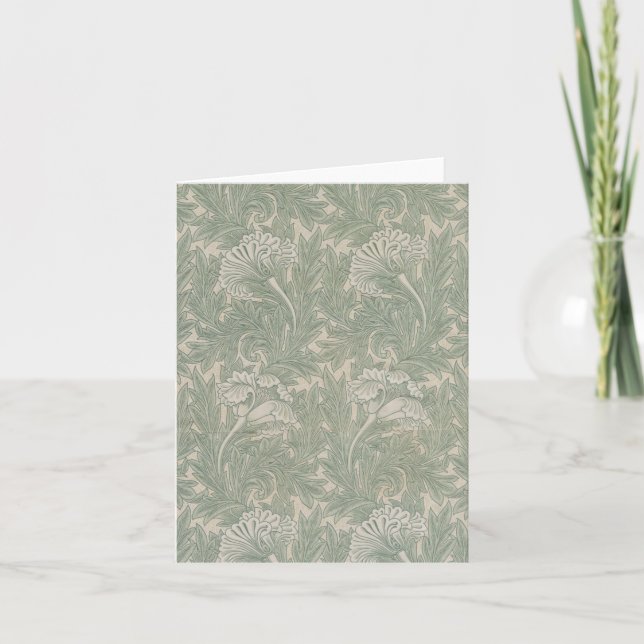 William Morris Green Tulip Textile Print Thank You Card (Front)