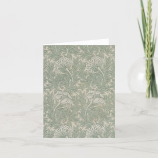 William Morris Green Tulip Textile Print Thank You Card