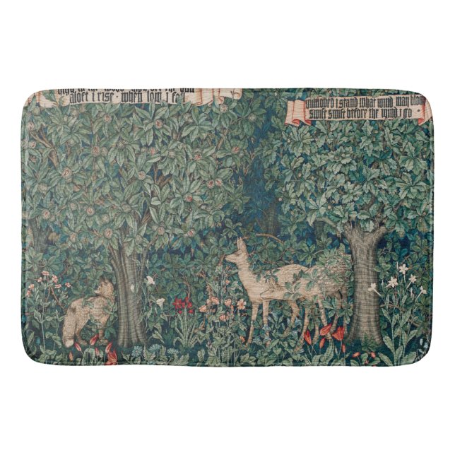 William Morris Greenery Forest Animal Botanical Bath Mat (Front)