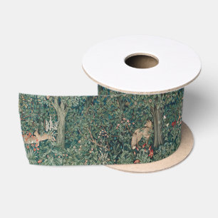 William Morris Greenery Forest Animal Botanical Satin Ribbon