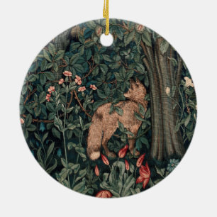 William Morris Greenery Fox Wildlife Art Ceramic Ornament