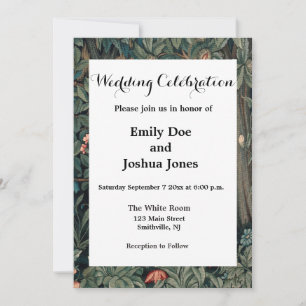 William Morris Greenery Fox Wildlife Art Invitation