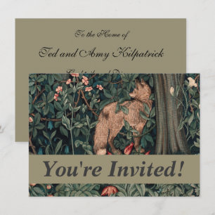 William Morris Greenery Fox Wildlife Art Invitation