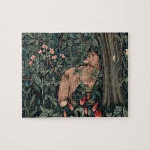 William Morris Greenery Fox Wildlife Art Jigsaw Puzzle