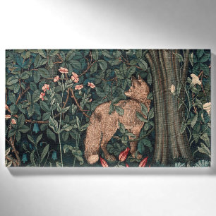 William Morris Greenery Fox Wildlife Art Name Tag