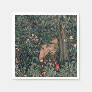 William Morris Greenery Fox Wildlife Art Napkin