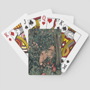 William Morris Greenery Fox Wildlife Art Playing Cards