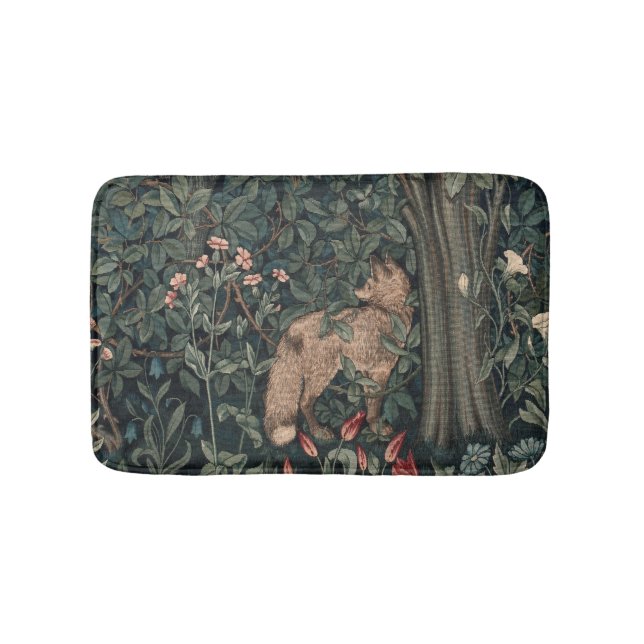 William Morris Greenery Fox Wildlife  Bath Mat (Front)