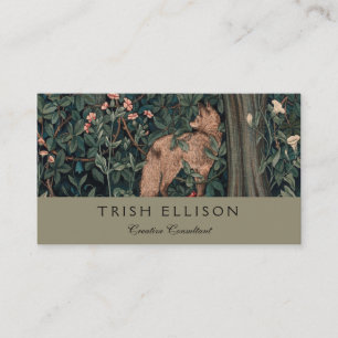 William Morris Greenery Fox Wildlife  Business Card