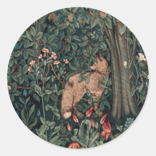 William Morris Greenery Fox Wildlife Classic Round Sticker